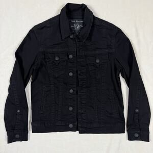 True Religion Trucker Denim Jacket Black Wash Men's Size S Classic Button Front